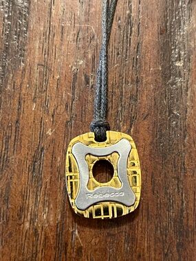 Rebecca Gioielli Italy Two-Tone Gold Steel Geometric Cord Unisex Pendant Neckla